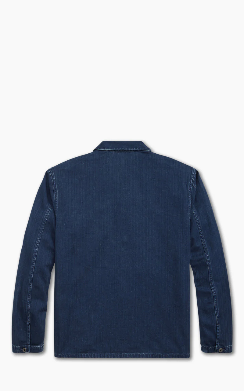 RRL Finn Herringbone Twill Overshirt Indigo - Image 3