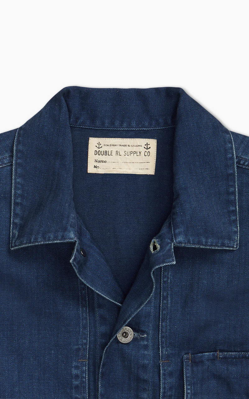 RRL Finn Herringbone Twill Overshirt Indigo - Image 4
