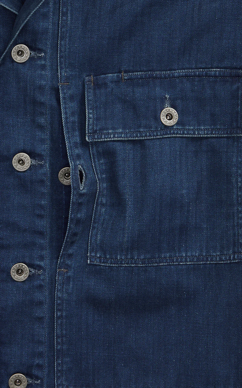 RRL Finn Herringbone Twill Overshirt Indigo - Image 5
