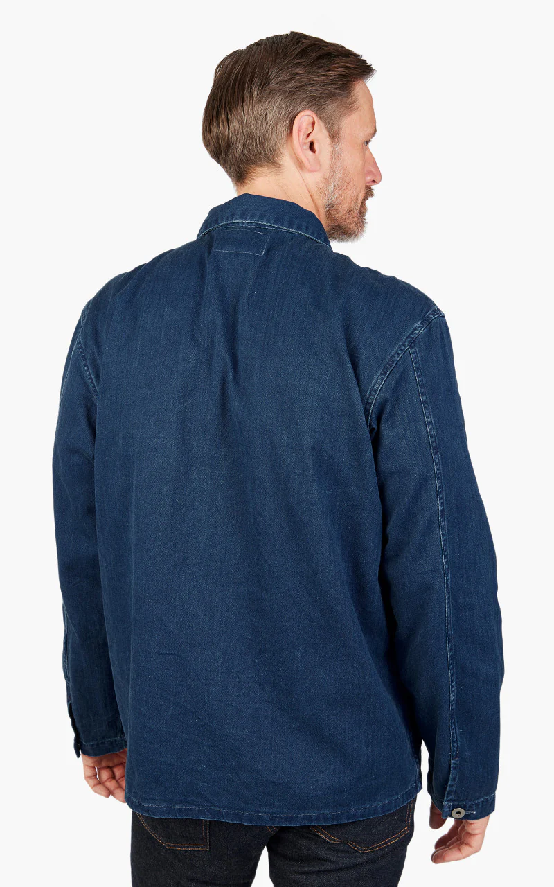 RRL Finn Herringbone Twill Overshirt Indigo - Image 9