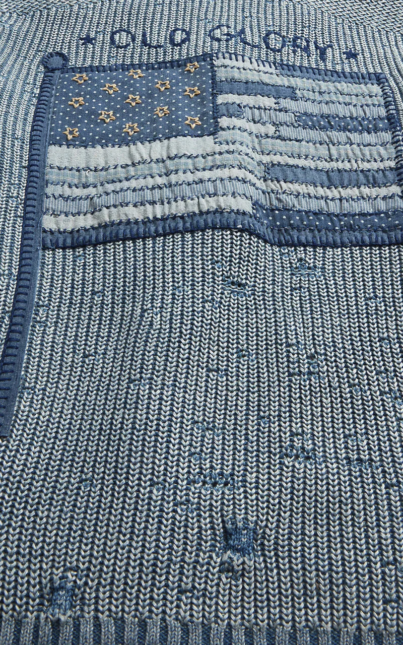 RRL Flag Patchwork Cotton-Blend Cardigan Light Indigo - Image 11