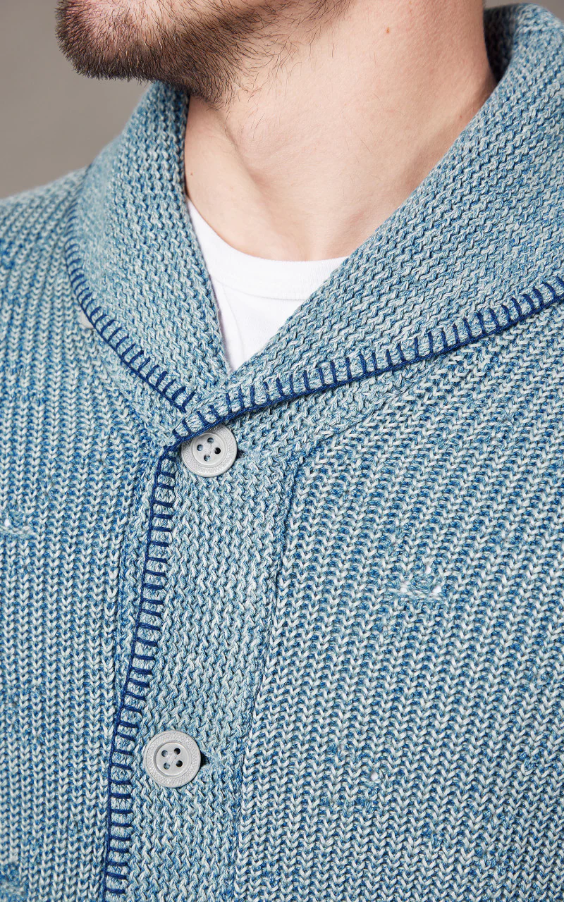 RRL Flag Patchwork Cotton-Blend Cardigan Light Indigo - Image 5