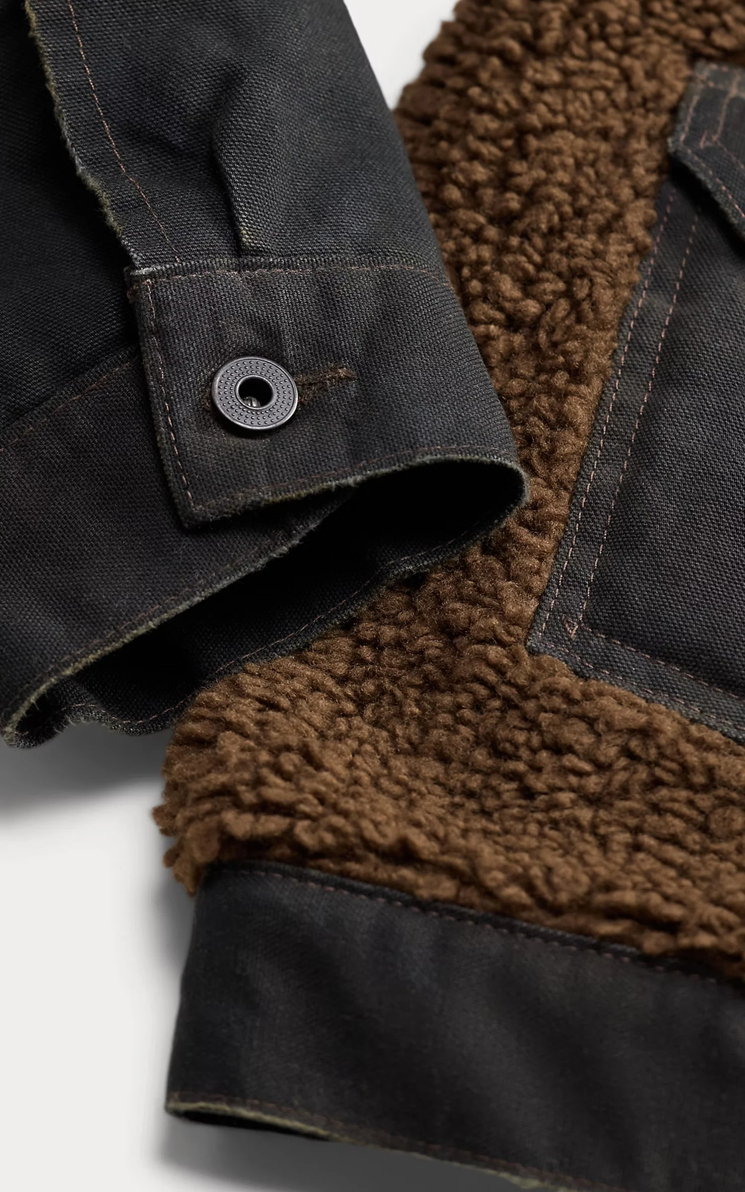 RRL Fleece-Panelled Canvas Jacket Vintage Black/Brown - Image 4
