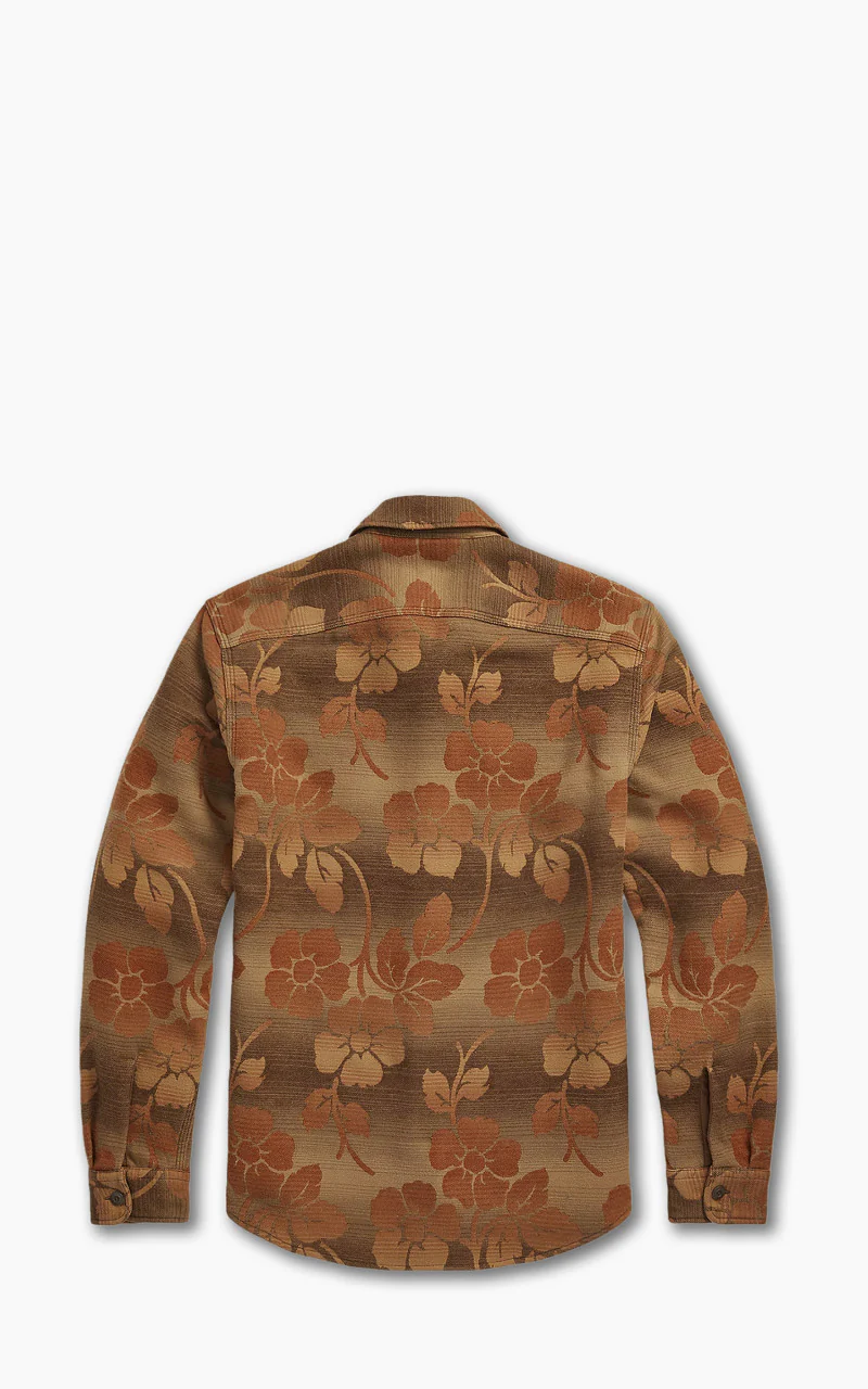RRL Floral Jacquard Workshirt Brown/Orange - Image 3