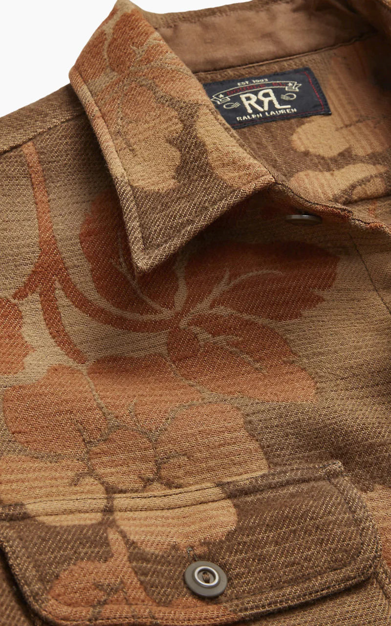 RRL Floral Jacquard Workshirt Brown/Orange - Image 5