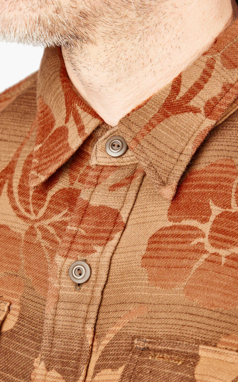 RRL Floral Jacquard Workshirt Brown/Orange - Image 6