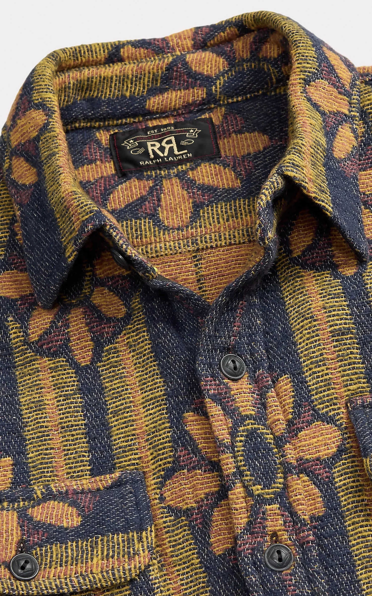 RRL Floral Jacquard Workshirt Plum Multi - Image 2