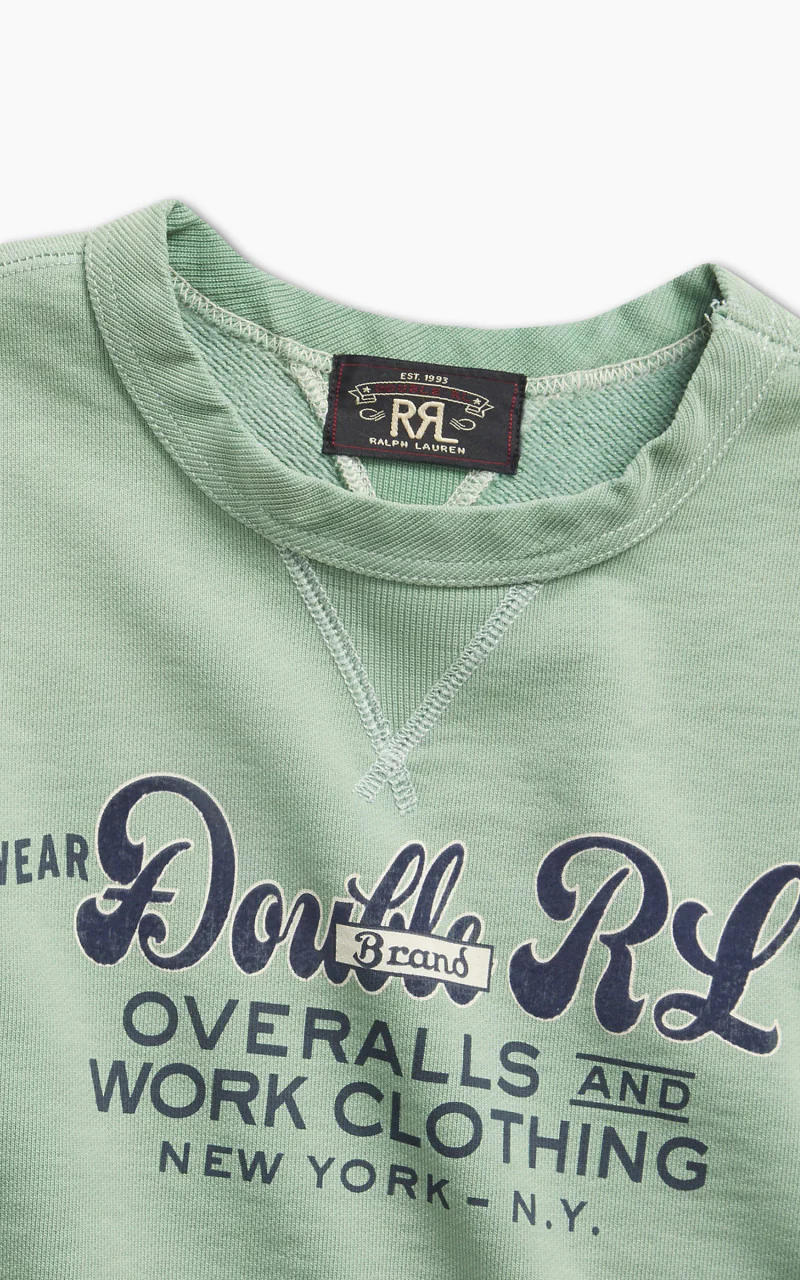 RRL Garment-Dyed Logo Fleece Sweatshirt Turquoise - Image 3