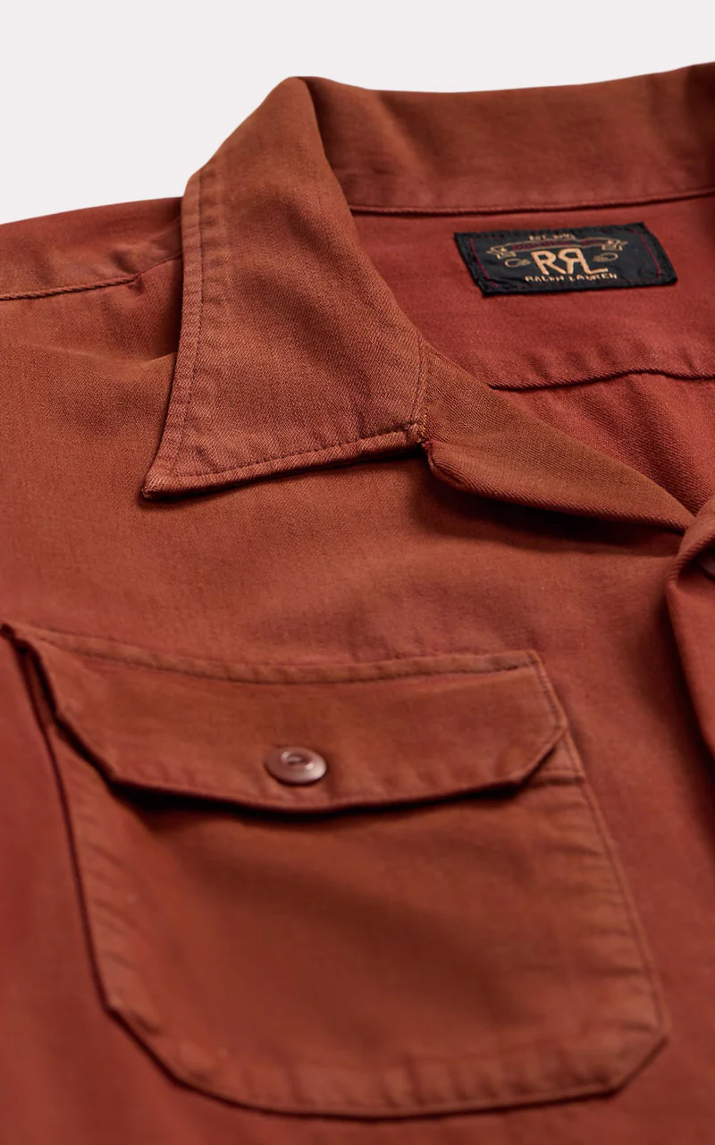 RRL Garment-Dyed Twill Camp Shirt Brick - Image 3
