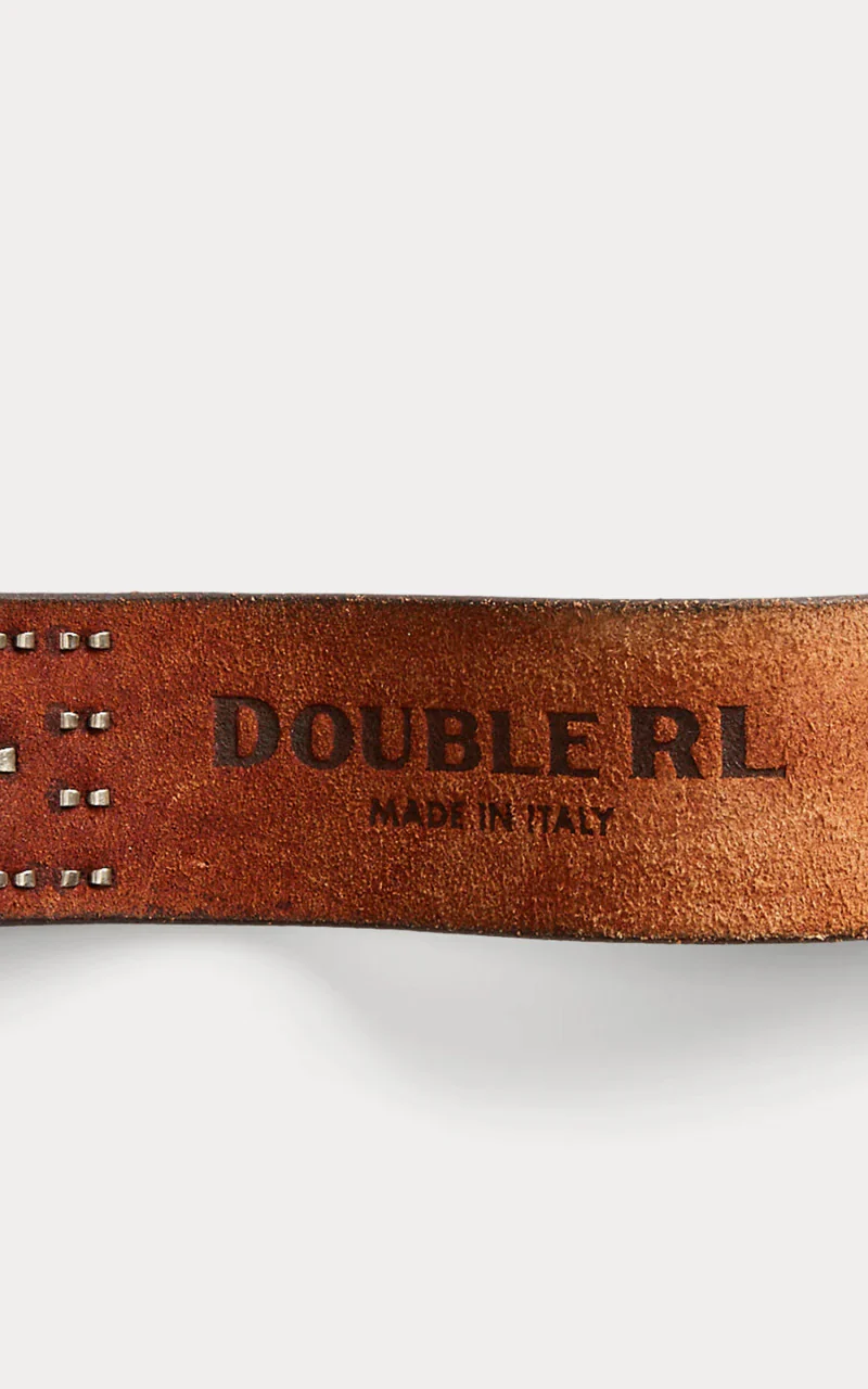 RRL Garrison Studded Leather Belt Black Over Brown - Image 5