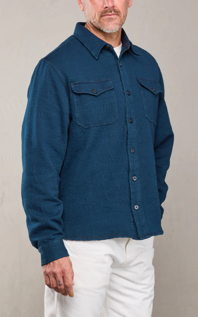 RRL Guernsey-Patterned Jacquard Workshirt Indigo - Image 2