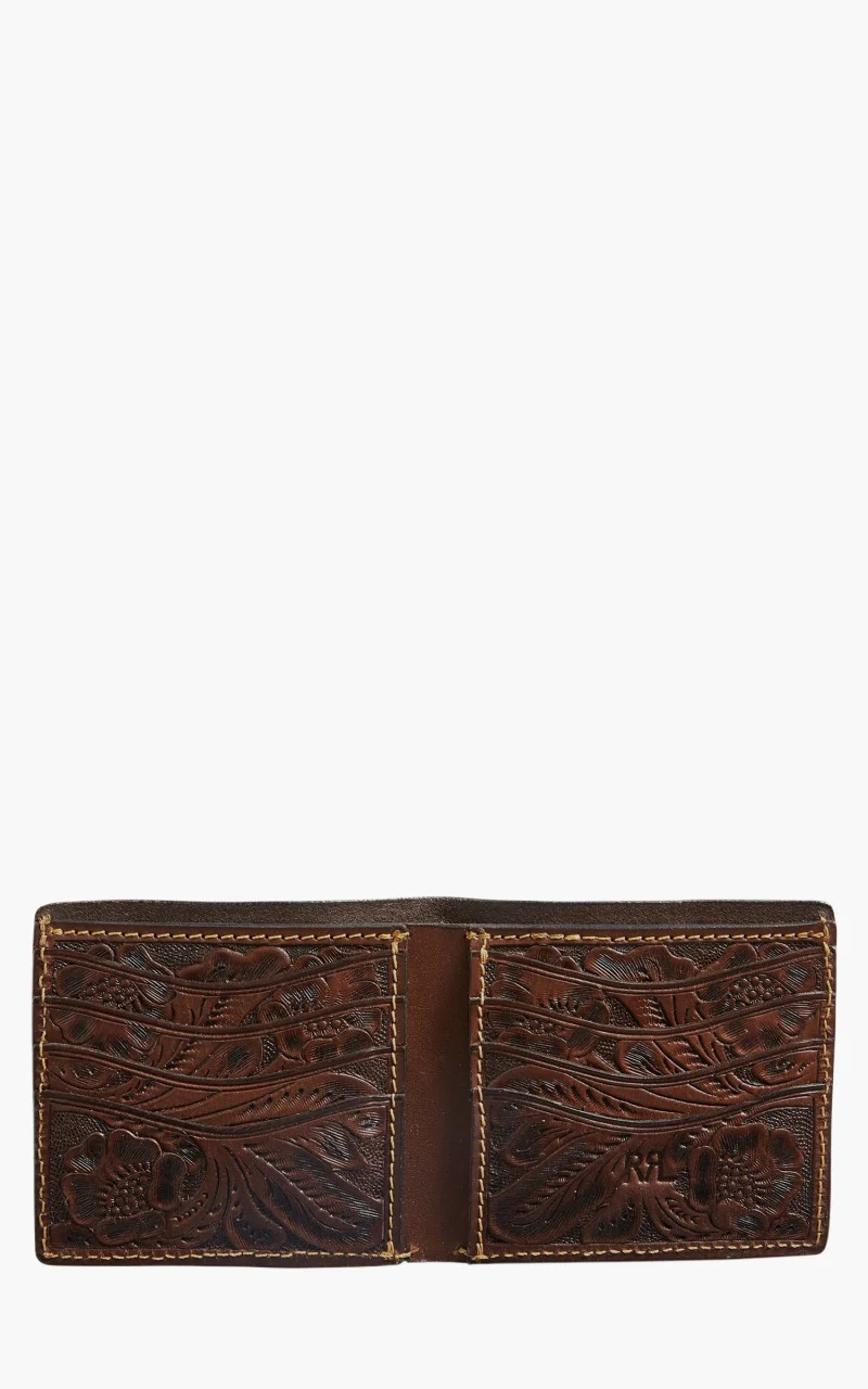 RRL Hand-Tooled Leather Billfold Wallet Brown - Image 3