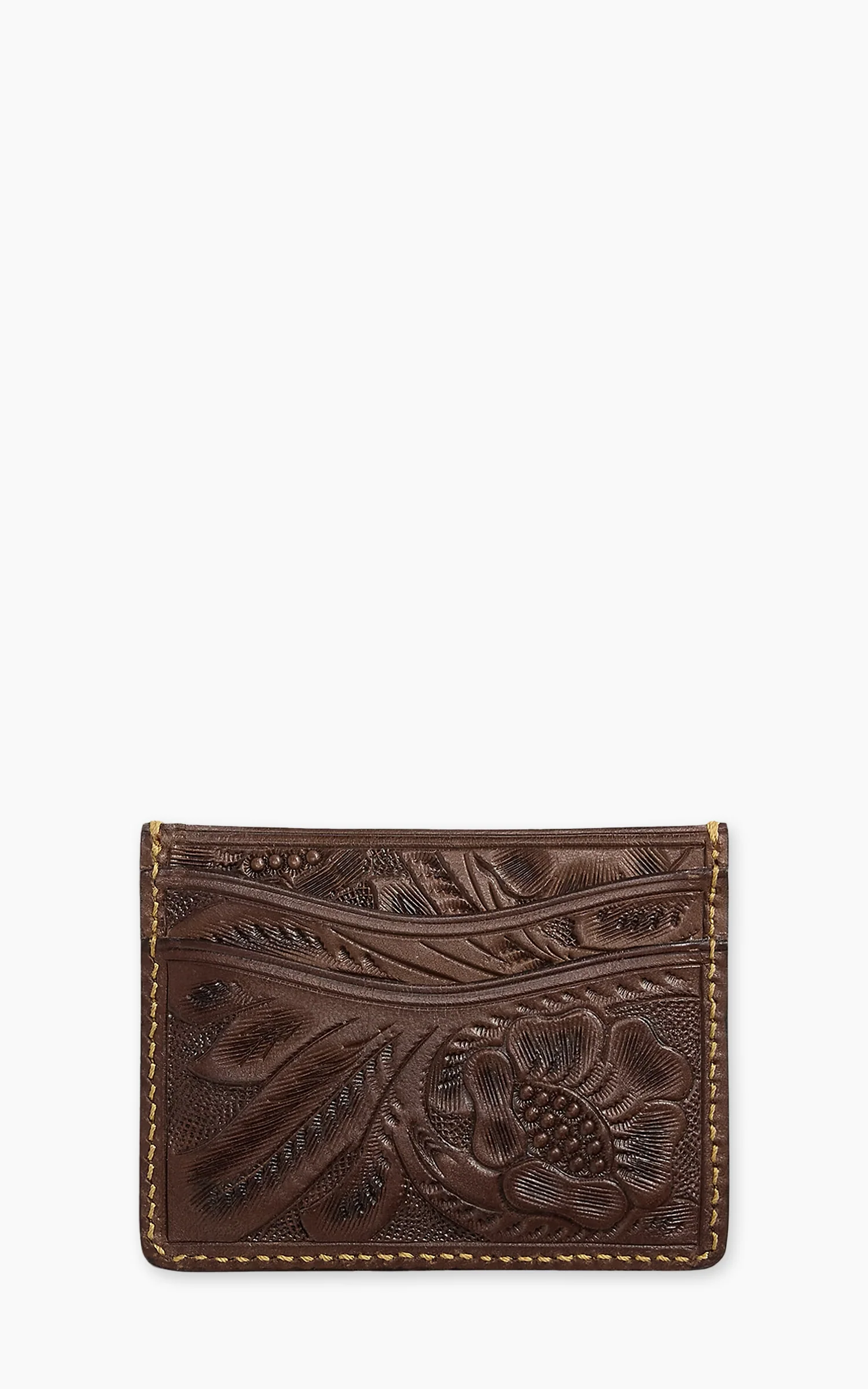 RRL Hand-Tooled Leather Card Case Brown - Image 3
