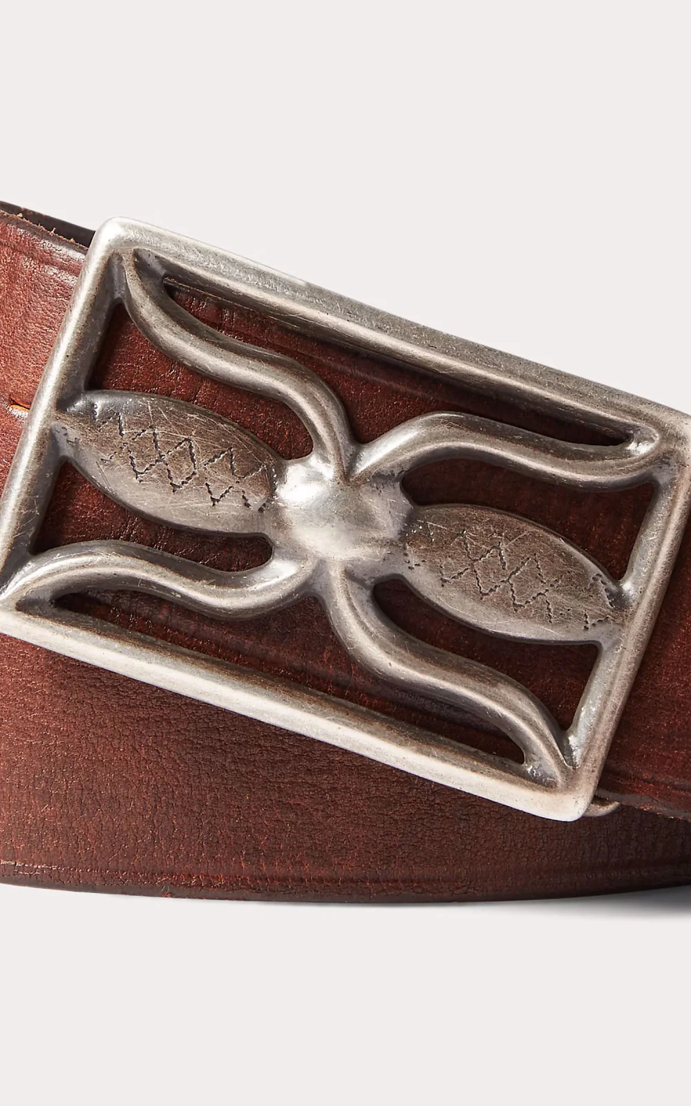 RRL Hawkins Leather Belt Vintage Brown - Image 3