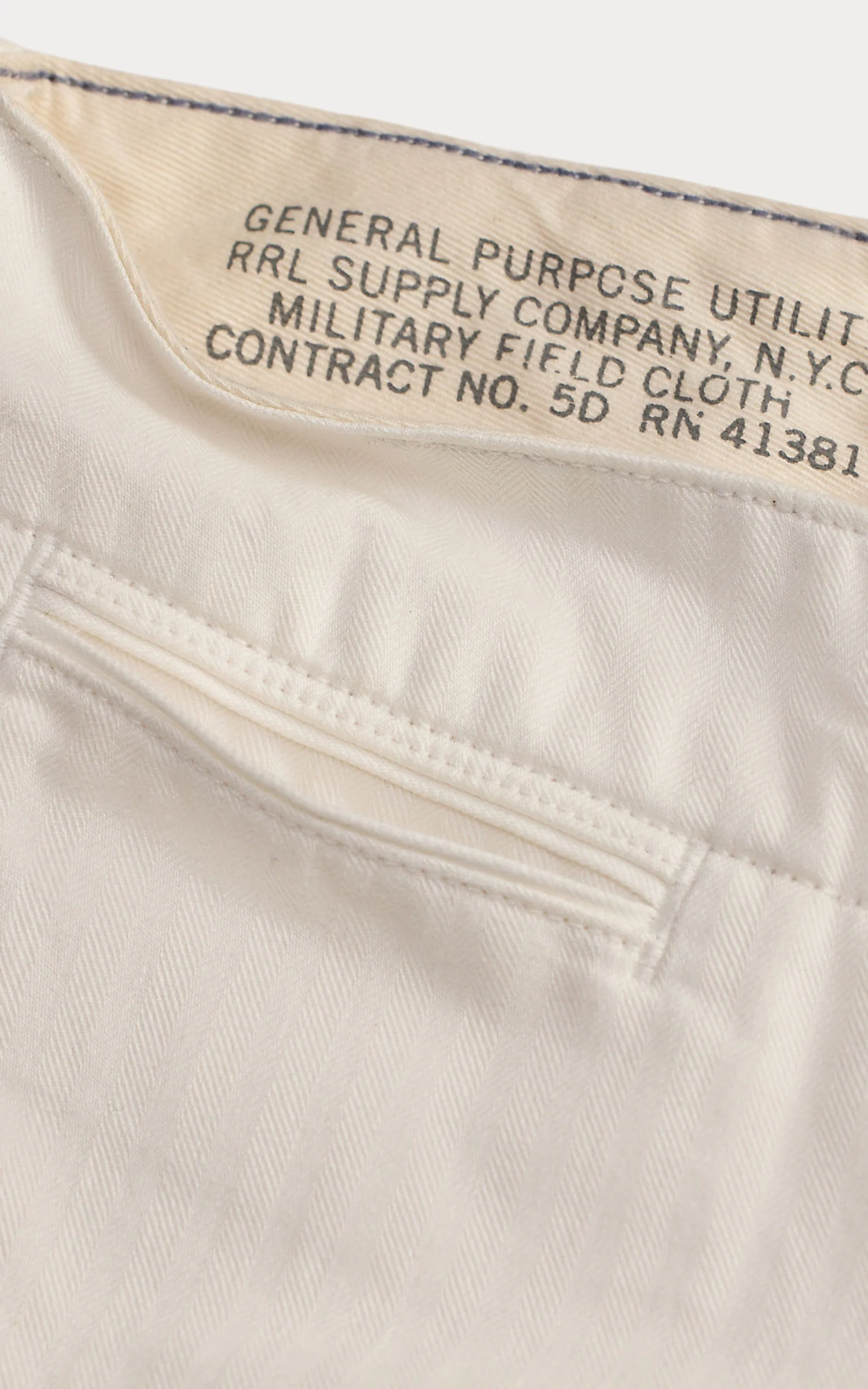 RRL Herringbone Twill Officer's Short Antique White - Image 3