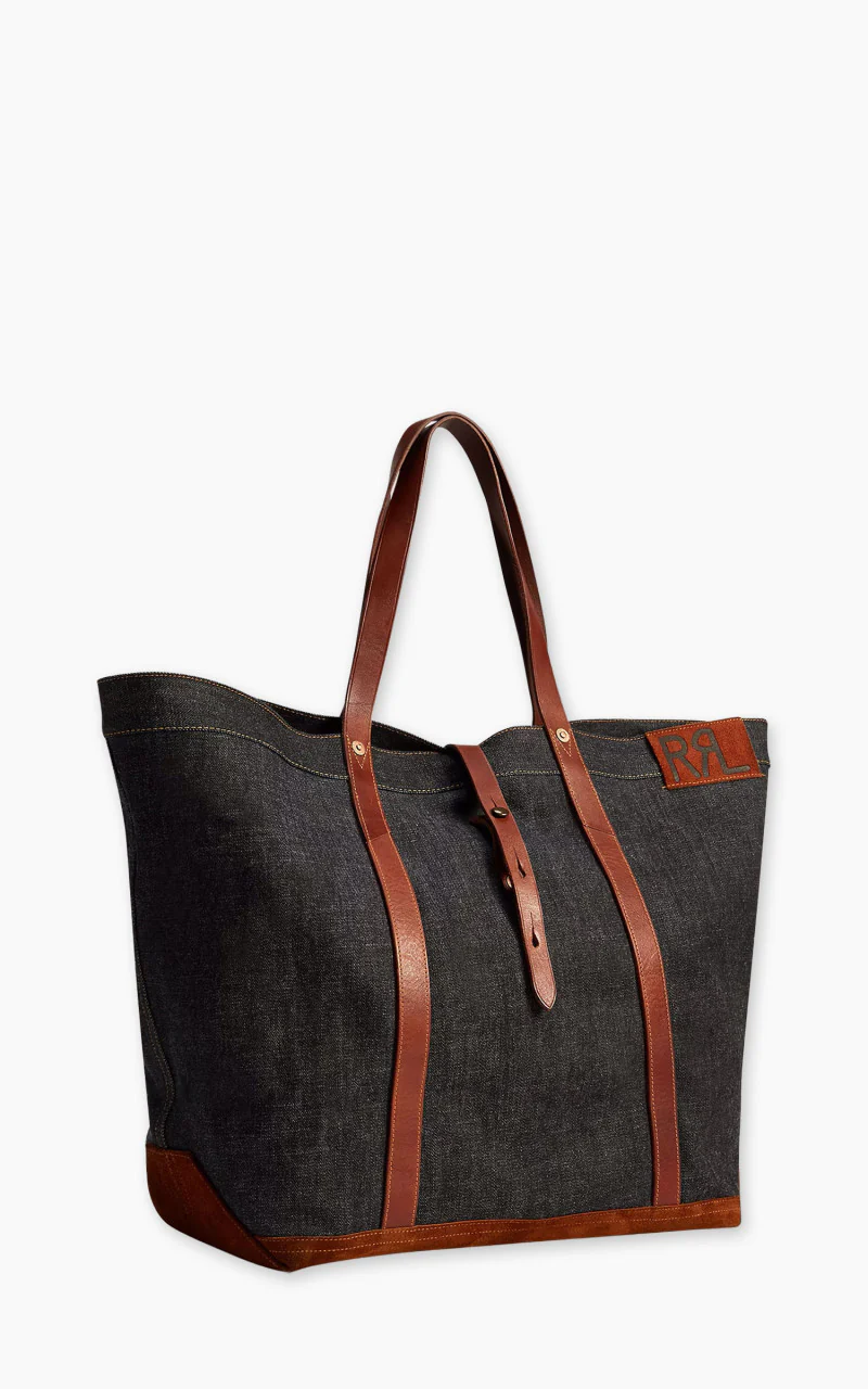 RRL Howard Leather-Trim Denim Tote Bag Indigo - Image 2