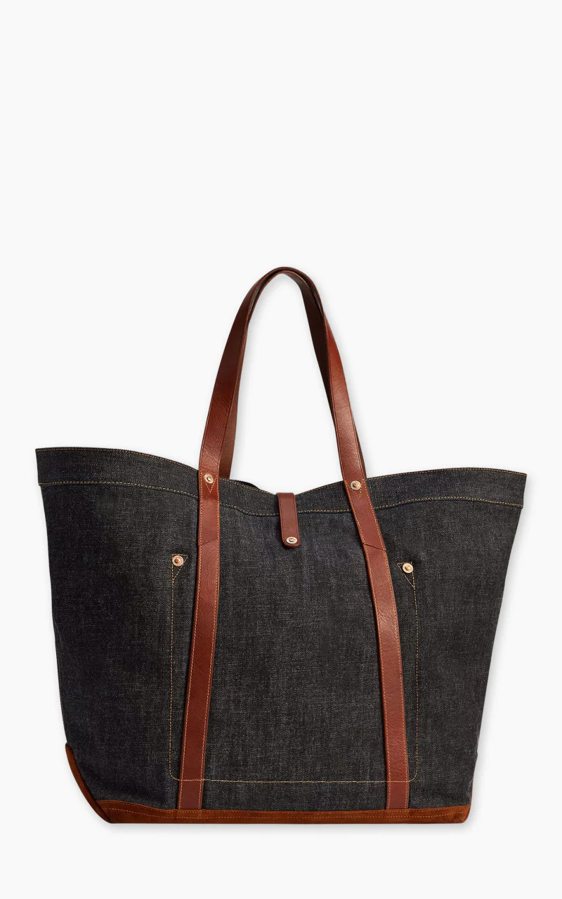 RRL Howard Leather-Trim Denim Tote Bag Indigo - Image 4
