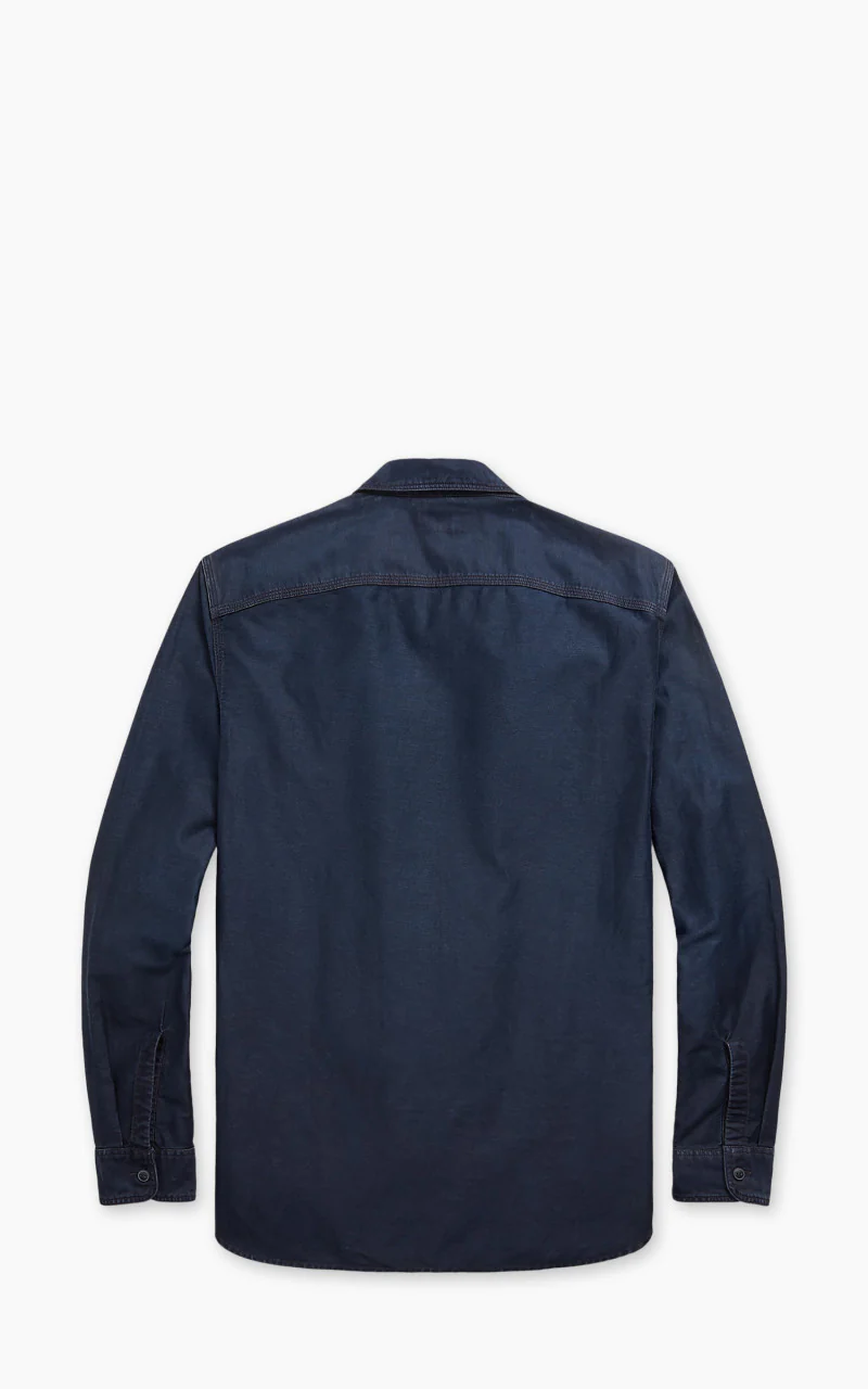 RRL Indigo Cotton-Linen Sateen Workshirt Indigo - Image 2