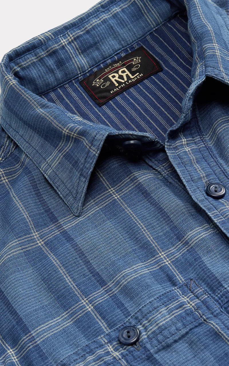 RRL Indigo Plaid Double Faced Workshirt Indigo Plaid/Stripe - Image 2