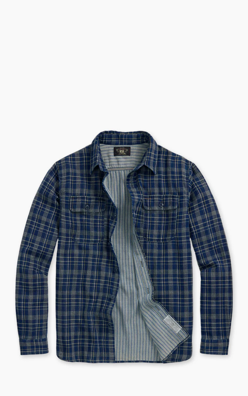 RRL Indigo Plaid Double-Faced Workshirt Indigo/Strip - Image 6