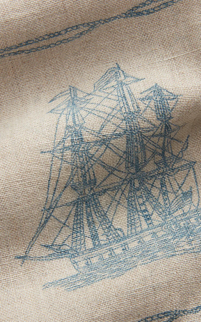 RRL Indigo-Print Linen Short Creme Multi - Image 7