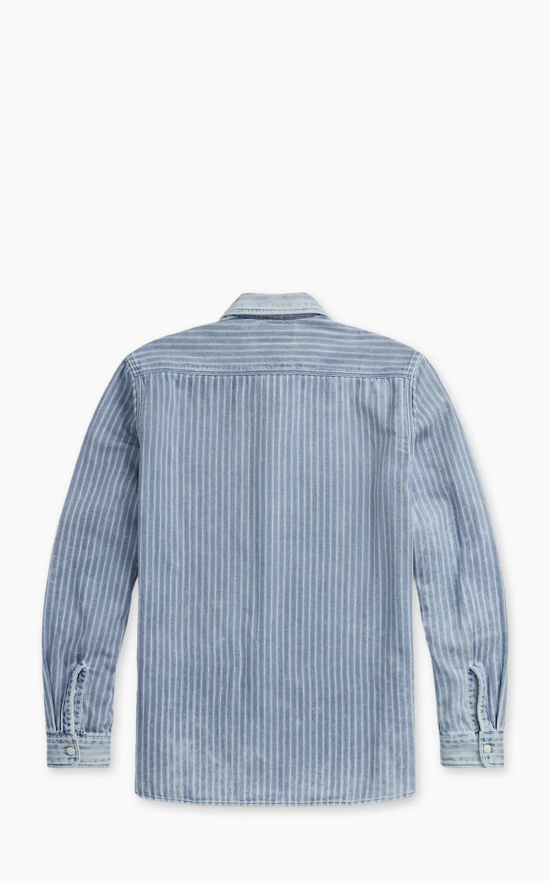 RRL Indigo Striped Double Faced Workshirt Striped/Indigo Print - Image 5