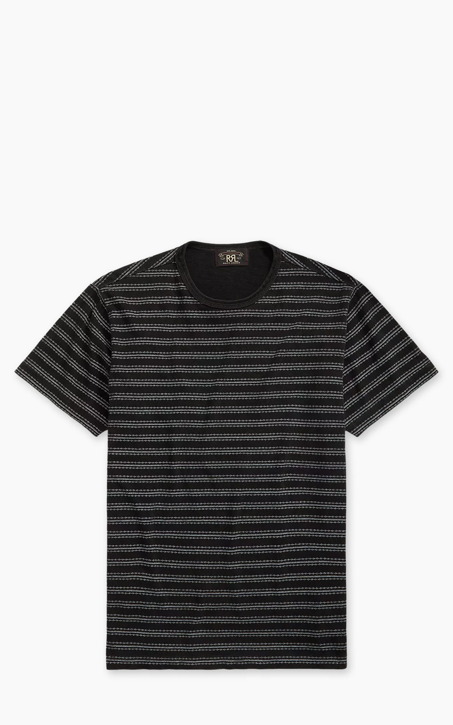 RRL Indigo Striped Jacquard T-Shirt Black Multi