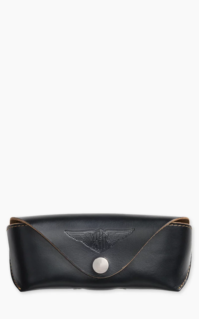 RRL Leather Eyeglass Case Black Over Brown