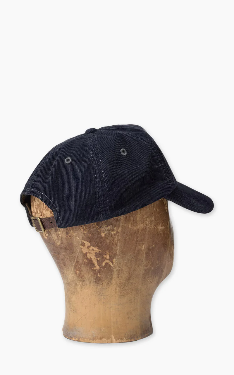 RRL Leather-Patch Corduroy Trucker Cap Navy - Image 2