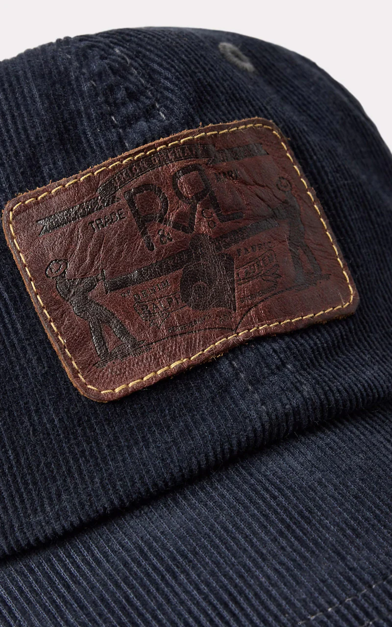 RRL Leather-Patch Corduroy Trucker Cap Navy - Image 3