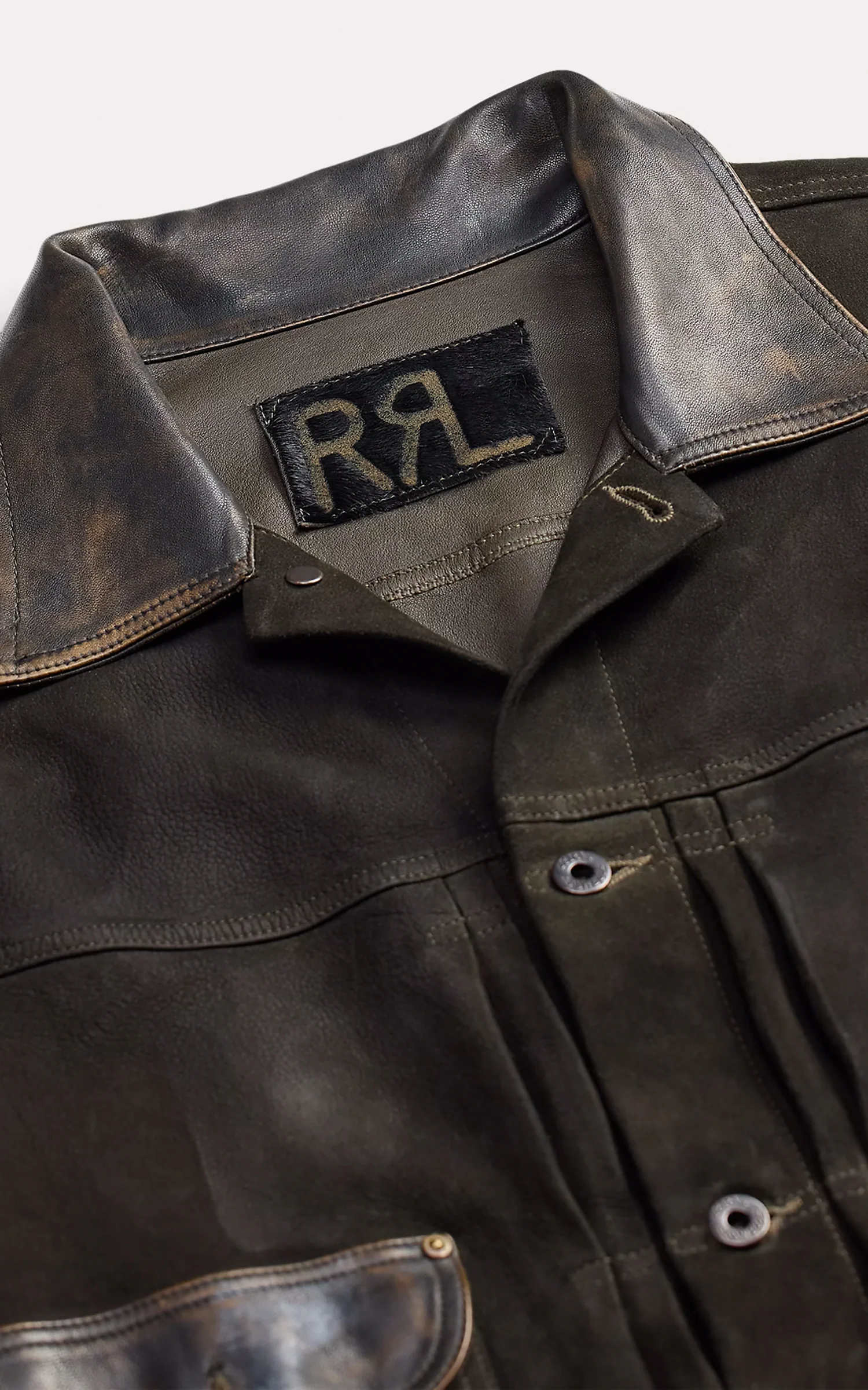 RRL Leather-Trim Suede Jacket Black - Image 4