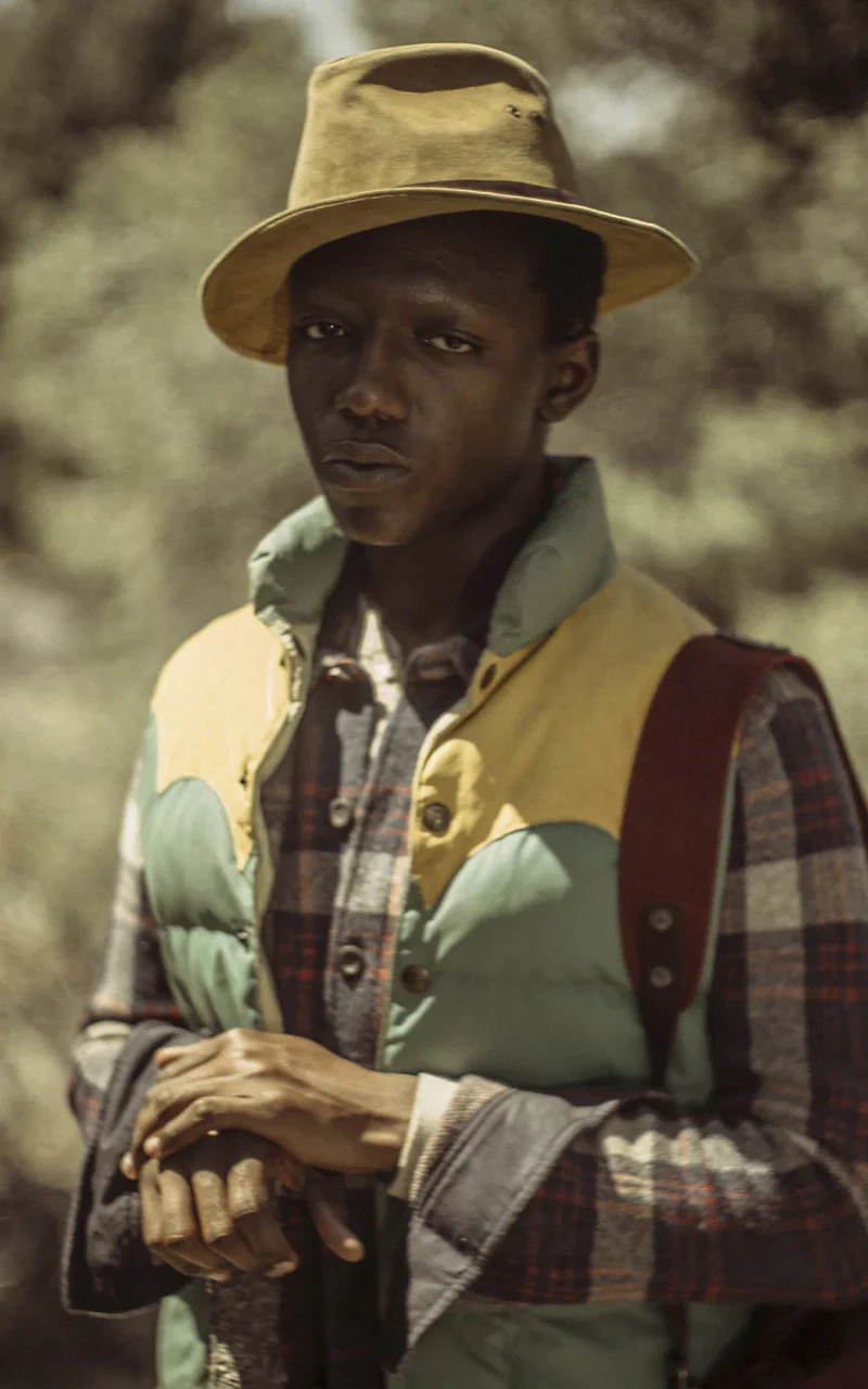 RRL Leather-Yoke Quilted Vest Kelly Green - Image 2