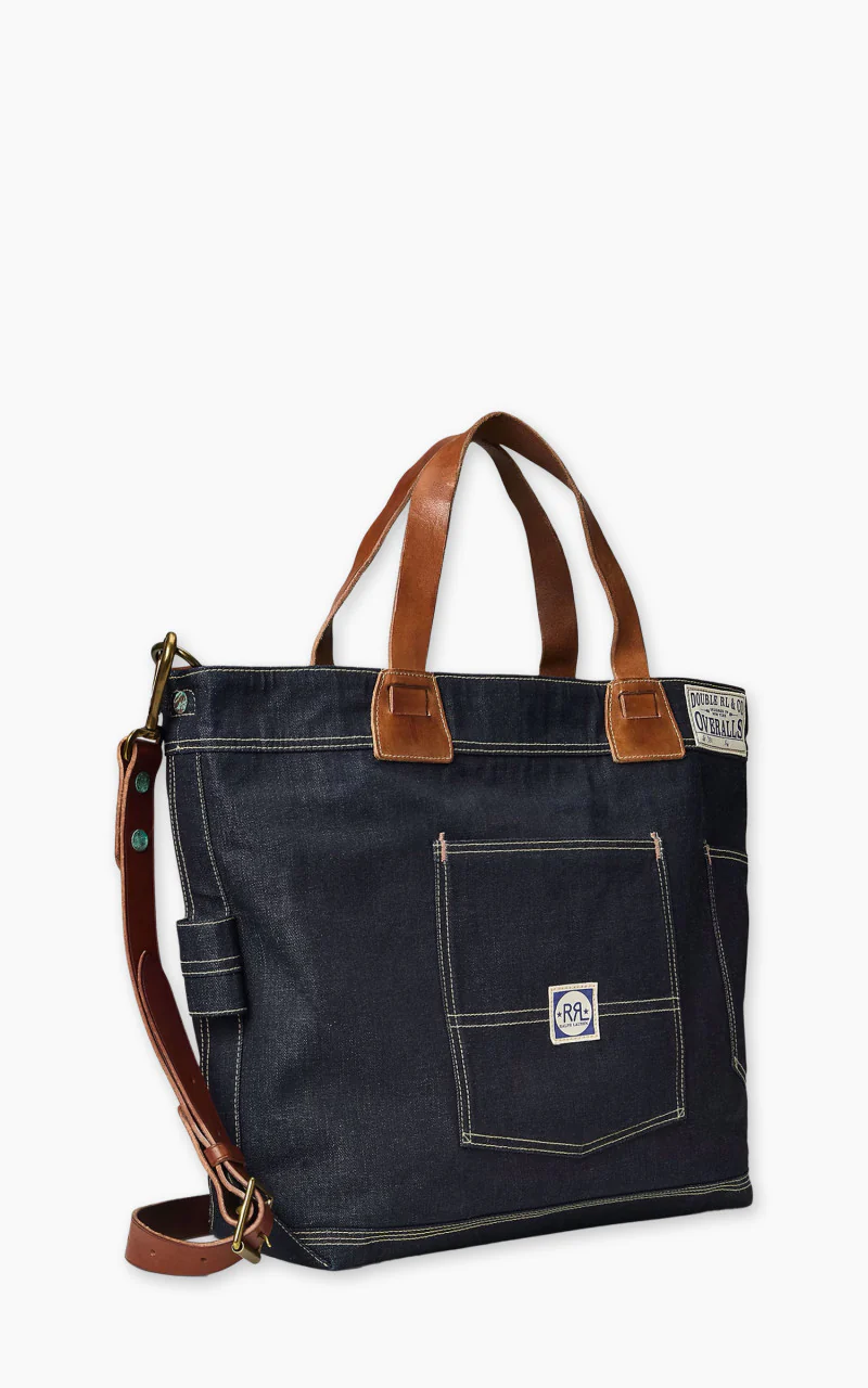 RRL Leroy Leather-Trim Denim Tote Indigo - Image 2