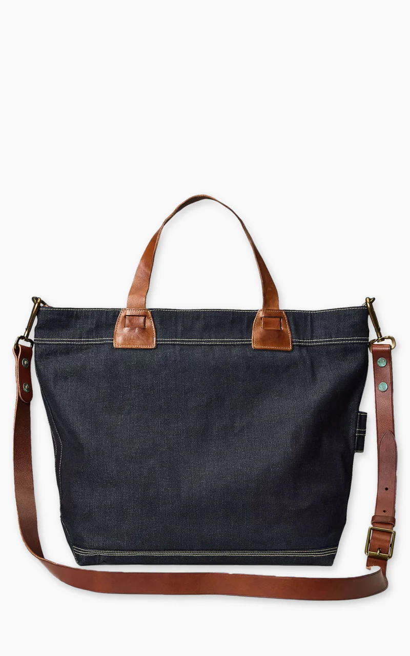 RRL Leroy Leather-Trim Denim Tote Indigo - Image 3