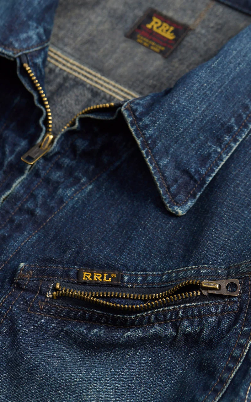 RRL Leyton Indigo Denim Jacket Leyton Wash Indigo - Image 3