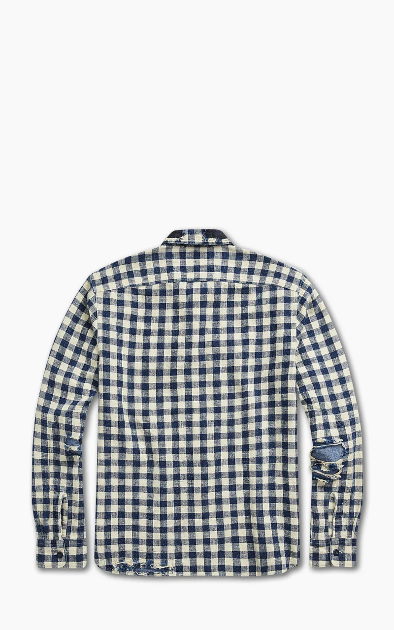 RRL Linen-Cotton Workshirt Indigo Checked - Image 2