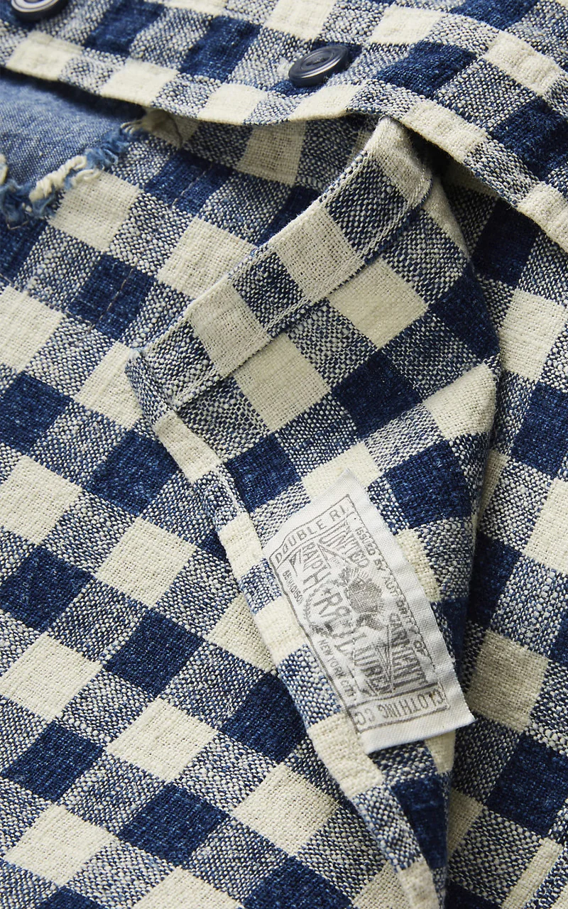 RRL Linen-Cotton Workshirt Indigo Checked - Image 4