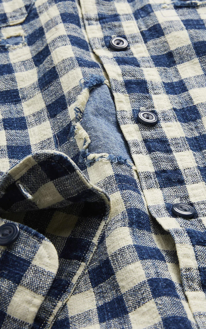 RRL Linen-Cotton Workshirt Indigo Checked - Image 6
