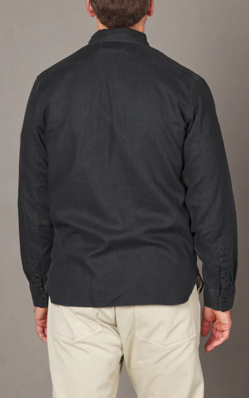 RRL Linen Workshirt Black - Image 3