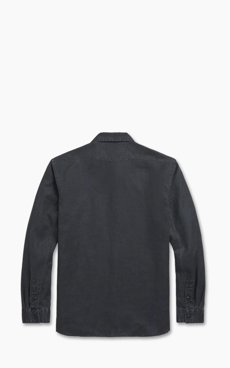 RRL Linen Workshirt Black - Image 4