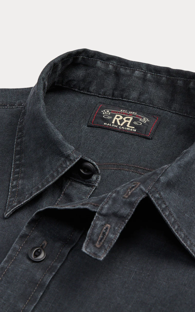 RRL Linen Workshirt Black - Image 5