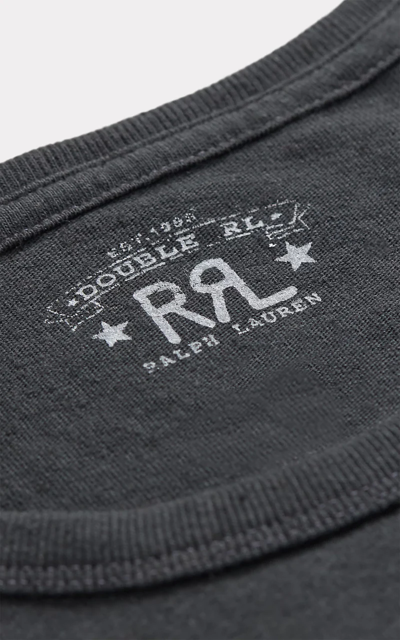 RRL Logo Cotton-Hemp Jersey T-Shirt Faded Black Canvas - Image 3