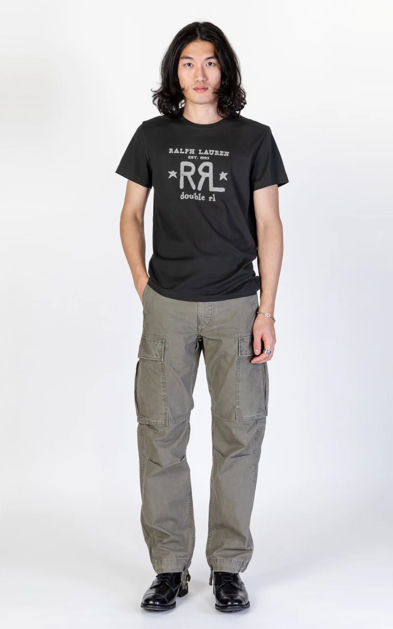 RRL Logo Crewneck T-Shirt Faded Black - Image 2