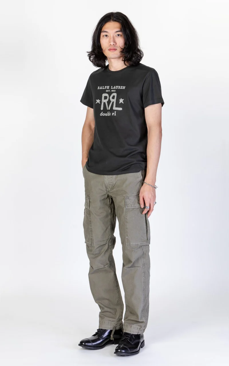 RRL Logo Crewneck T-Shirt Faded Black - Image 3