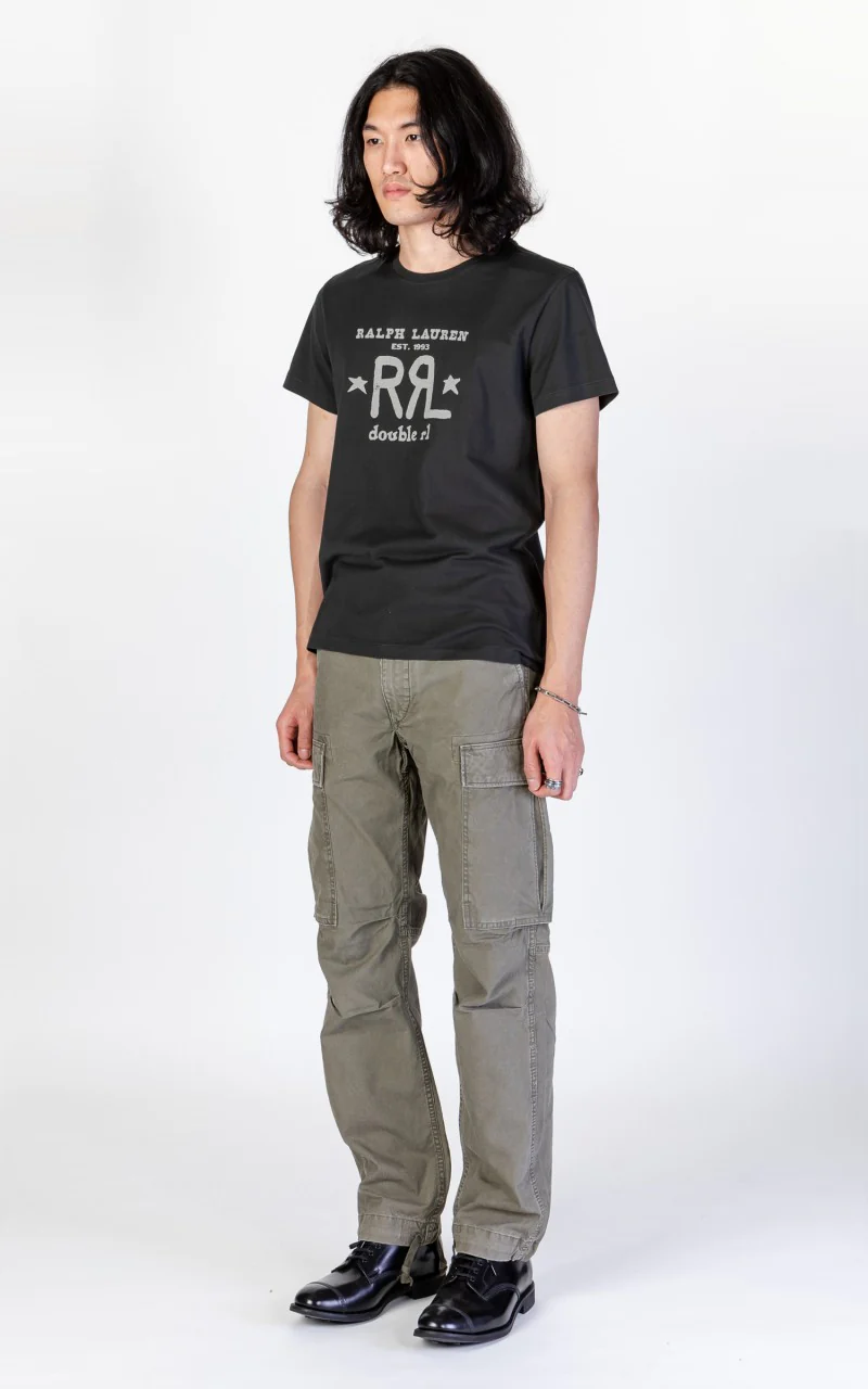 RRL Logo Crewneck T-Shirt Faded Black - Image 5