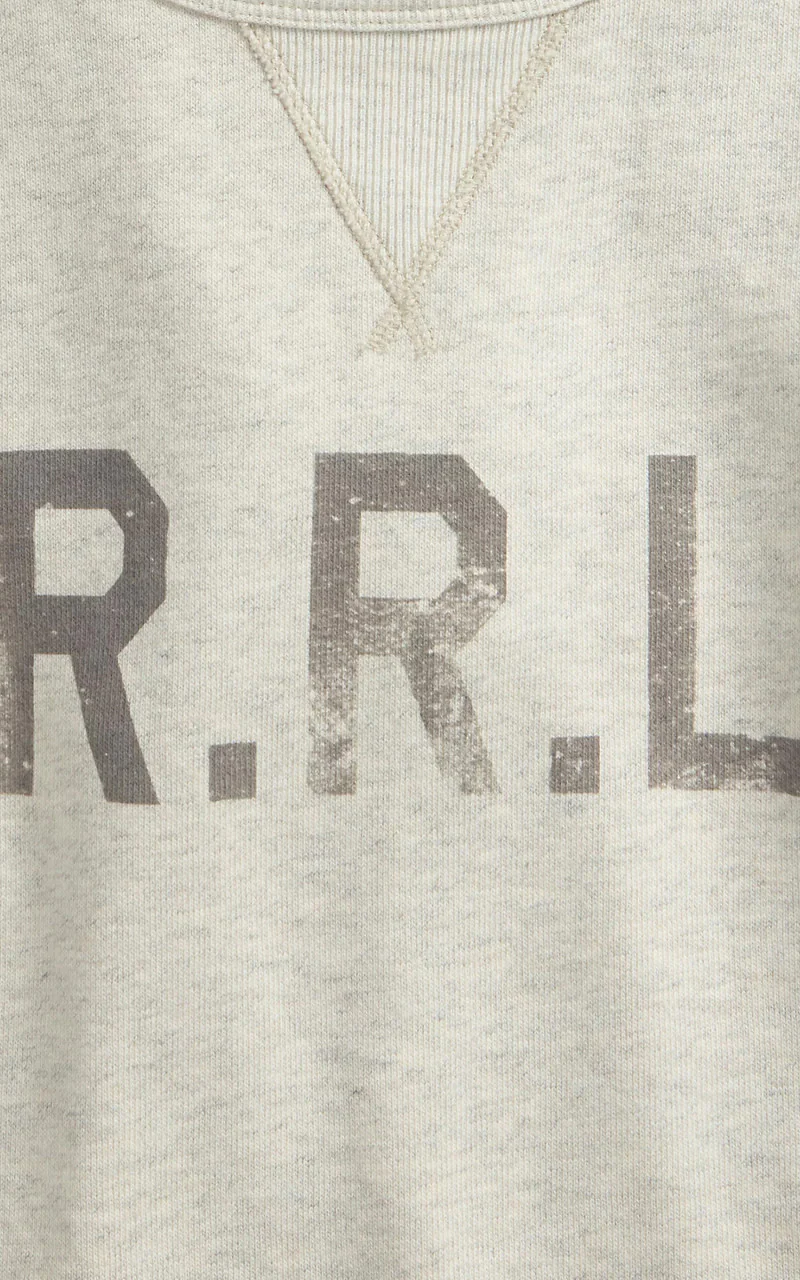 RRL Logo Fleece Pullover Oatmeal Heather - Image 3