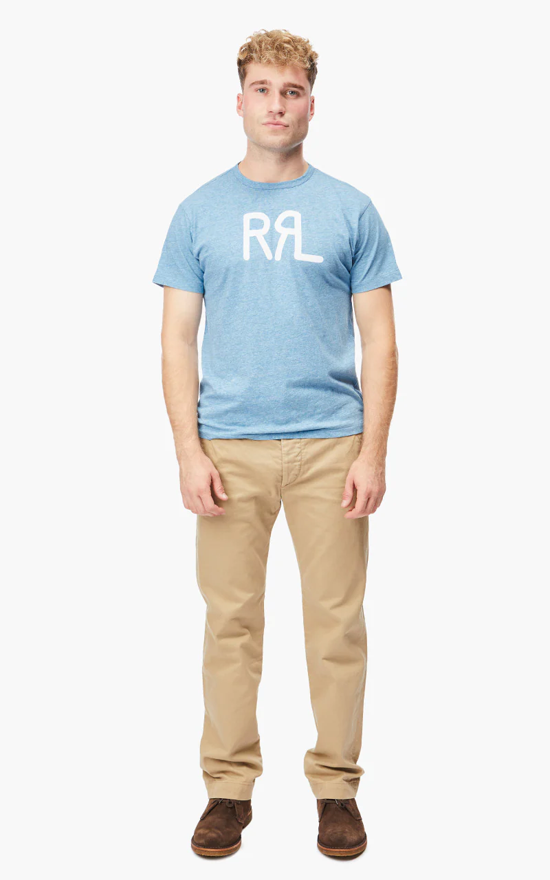 RRL Logo Tee Heather Blue - Image 2