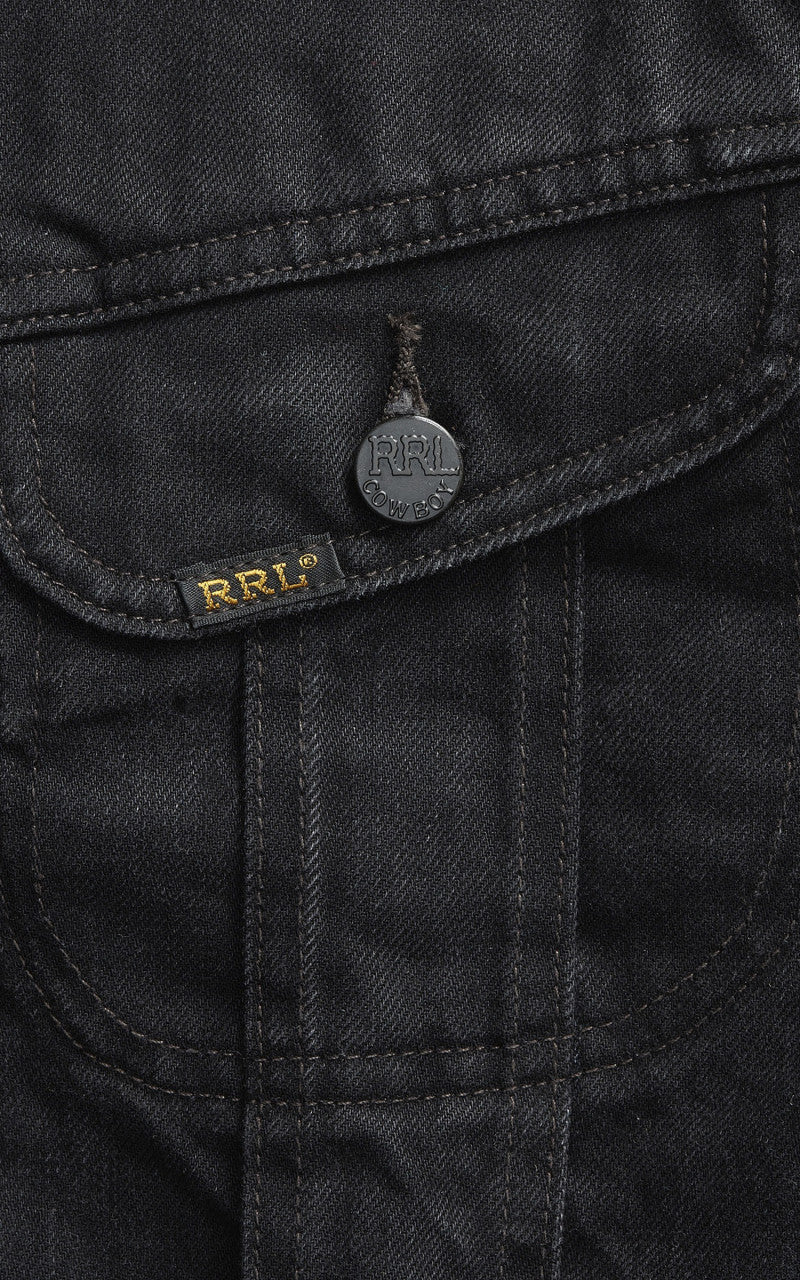 RRL Lot 271 Denim Trucker Jacket Worn In Black Wash - Image 3