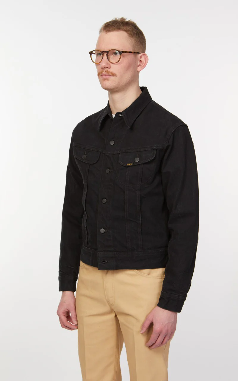 RRL Lot 271 Denim Trucker Jacket Worn In Black Wash - Image 5