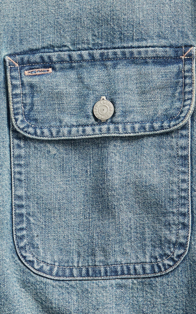 RRL Lot 93 Work Shirt Denim Indigo Clearfield Wash - Image 4